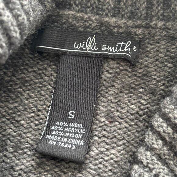 Dark Gray Ribbed Cardigan Zipper Front, Wool Mix Casual Layering Sweater - Picture 5 of 5